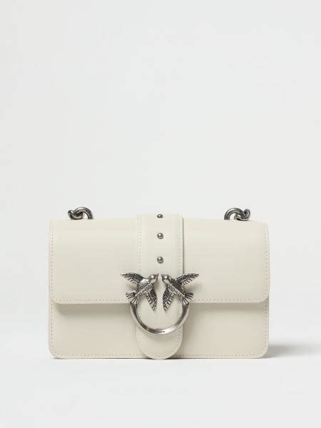 Pinko Borsa Love One In Pelle Con Mini Borchie Bianco Borsa Mini