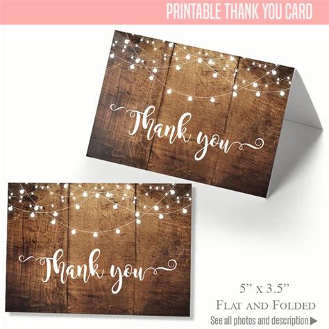 Printable Rustic Thank You Cards, Not Editable, Printable, A4025 - Etsy