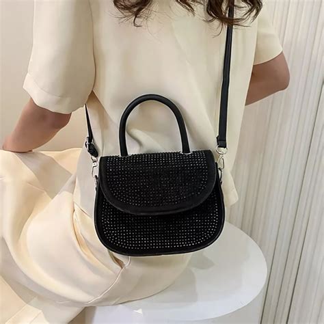 Bolsa De Mão Feminina Luxo Estruturada Strass C Correntes Compre