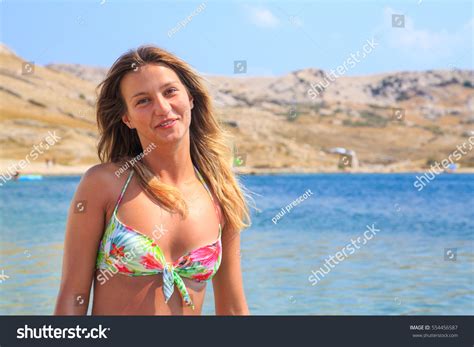 Beautiful Tanned Girl Bikini Standing Water Stock Photo 554456587 Shutterstock