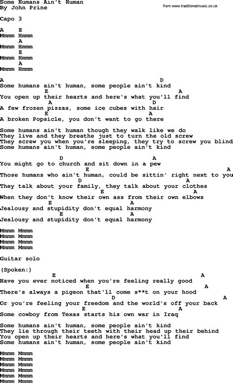 Some Humans Ain't Human - Bluegrass lyrics with chords