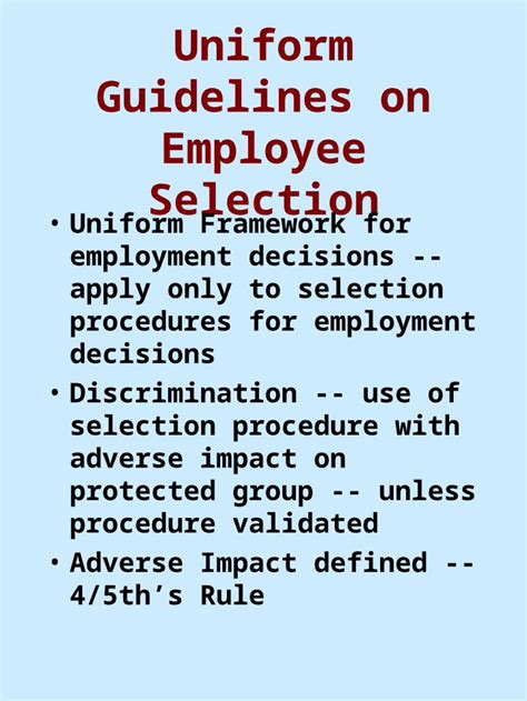 Ppt Uniform Guidelines On Employee Selection Uniform Framework For