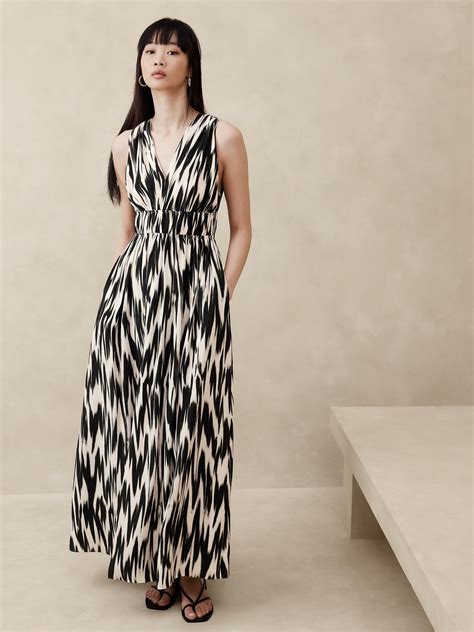 Cascade Silk Maxi Dress Banana Republic