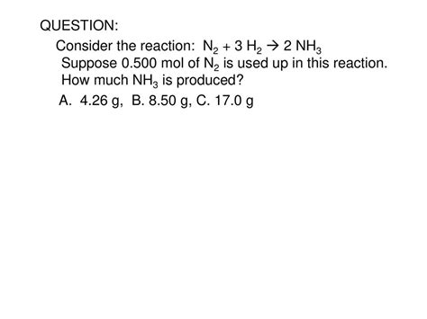 Question Consider The Reaction N H Nh Suppose Mol Of N Is