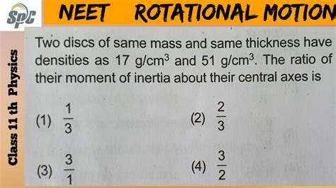 Two Discs Of Same Mass And Same Thickness Have Densities As 17 G Cm 3