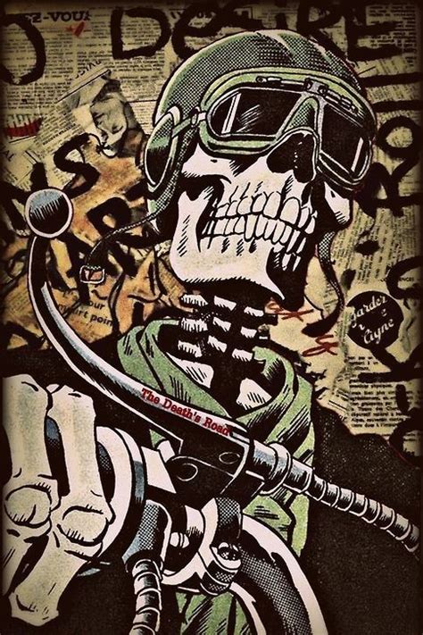 Pin On Skeleton Biker ☠️ Biker Art Skull Art Motorcycle Drawing