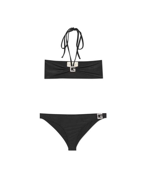 Gucci Bikini With Crystal Square G Details In Black Lyst