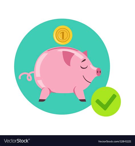 Piggy bank and coin as symbol of personal savings Vector Image