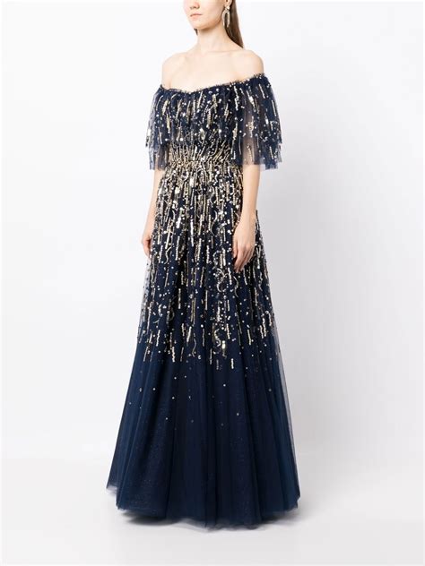 Jenny Packham Sequin Embellished Tulle Overlay Gown Farfetch