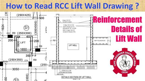 Reinforcement Detail Of Lift Wall How To Read Rcc Lift Wall Drawing