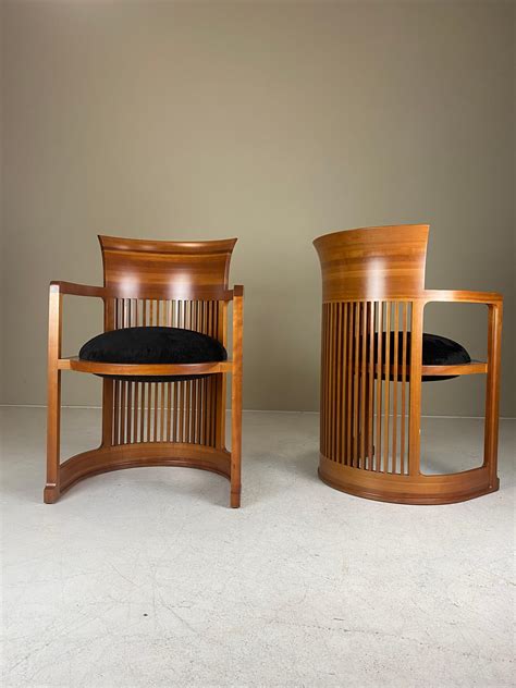 Set Of Two Cassina No 606 Taliesin Barrel Chairs By Frank Lloyd Wright