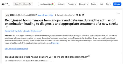 Recognized homonymous hemianopsia and delirium during the admission ...