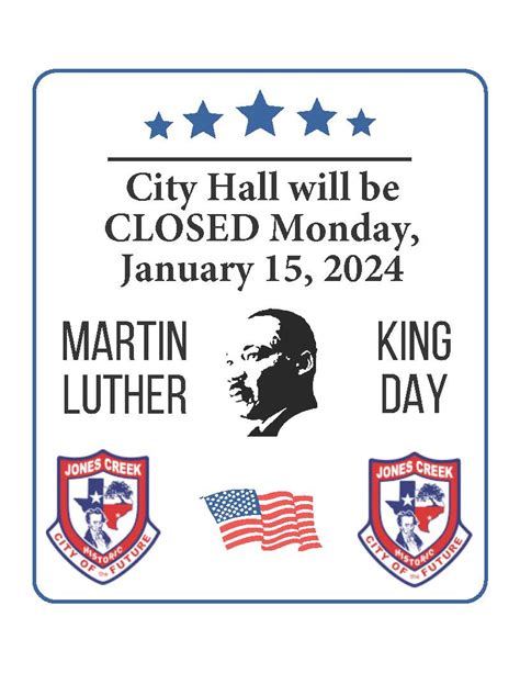 City Hall Closed In Observance Of Martin Luther King Day Jones Creek