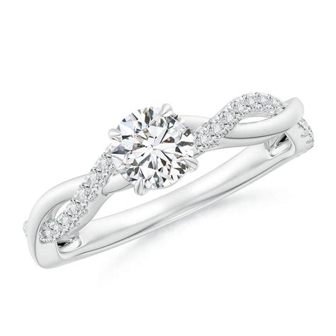 Classic Solitaire Diamond Twist Shank Engagement Ring Angara