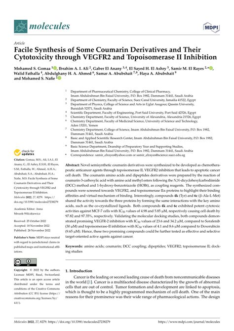 Pdf Facile Synthesis Of Some Coumarin Derivatives And Their