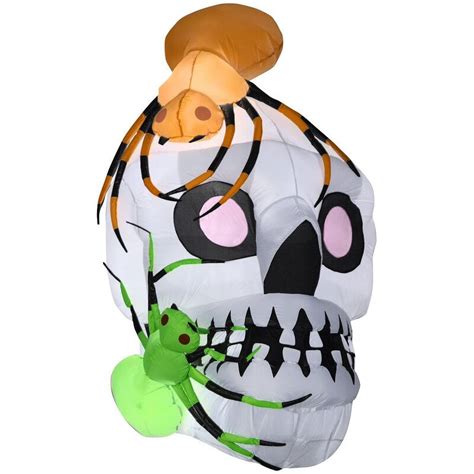 Gemmy Airblown Inflatable Skull With Spiders Scene Halloween