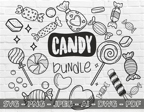 Candy Svg Bundle Doodle Candy Candy Sticker Candy Clipart Circut