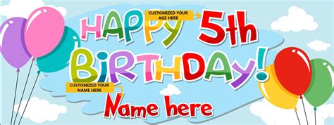 Happy 5th Birthday Banner Custom Birthday Banner Happy 5th - Etsy