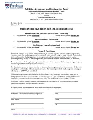 Fillable Online Uphs Upenn Exhibitor Agreement And Registration Form