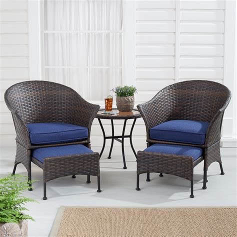 Mainstays Arlington Glen 5 Piece Wicker Leisure Set Blue