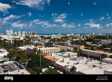 Usa Miami Beach South Beach Lincoln Road Elevated City View Stock