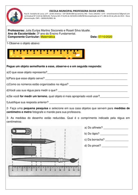 Grandezas E Medidas 3 Ano