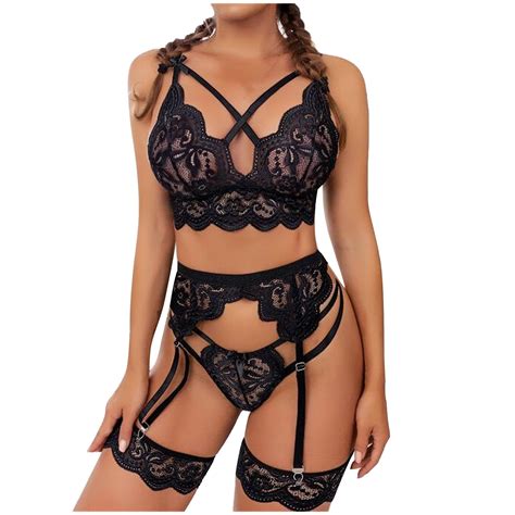 Women S Pieces Floral Embroidered Lace Mesh Lingerie Set Underwire