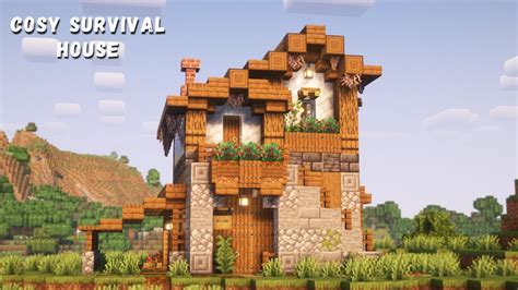 Minecraft How To Build Cosy Survival House Easy Survival Tutorial