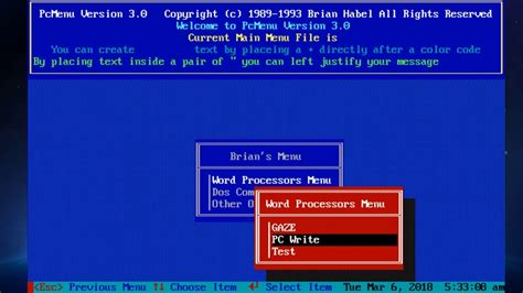 PC Menu MS DOS 1993 Brian Habel YouTube