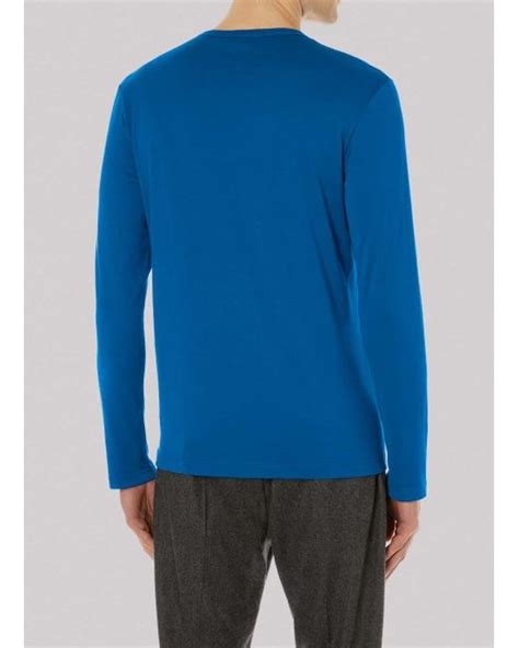 Sunspel Men S Cavendish Cotton Interlock Long Sleeve T Shirt In Cobalt