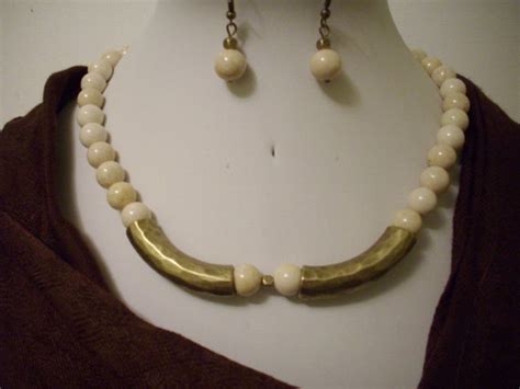 Natural Cream Fossil Beads With Antique Gold By Designsbypattilynn 6000 Natural Cream Patti