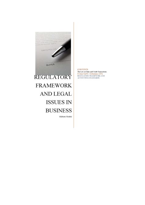 Regulatory Framework And Legal Issues In Business Module Midterms