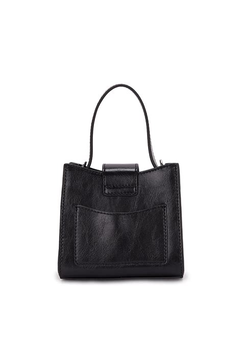 Square Mini Leather Buckle Bag In Black Matinkim