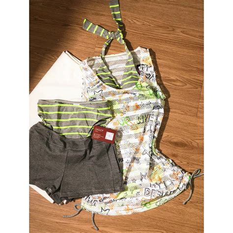 SET 4 MÓN Set bơi bikini sọc neon tròng cổ kèm bộ khoác lưới sát nách ngoài phong cách Hàn