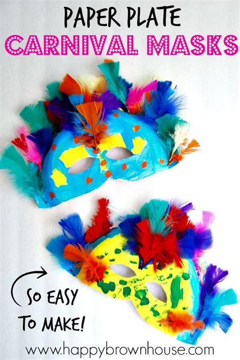 Paper Plate Rio Carnival Masks | Carnival crafts, Feather crafts, Carnival masks