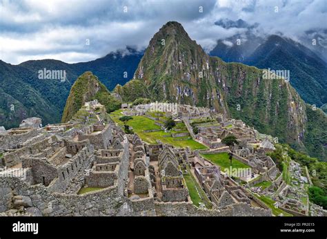 Aerial View Of Machu Picchu Ruins In Peru Stock Photo Alamy