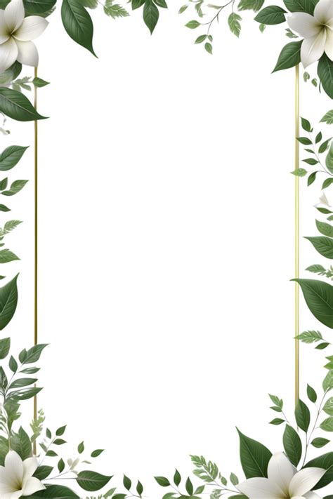 AI generated Leaf With White Flower Border Frame PNG Transparent ...