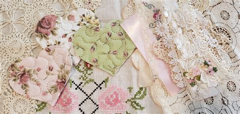 Pretty Shabby Chic Quilt Heart Slow Stitch Kit Junk Journal - Etsy