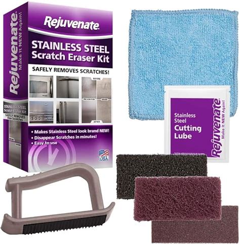 Rejuvenate Stainless Steel Scratch Eraser Kit Safely Removes Scratches Gouges Rust Discolored