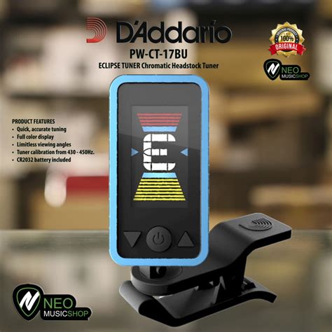 Jual Clip On Tuner D Addario Pw Ct Bu Eclipse Chromatic Headstock