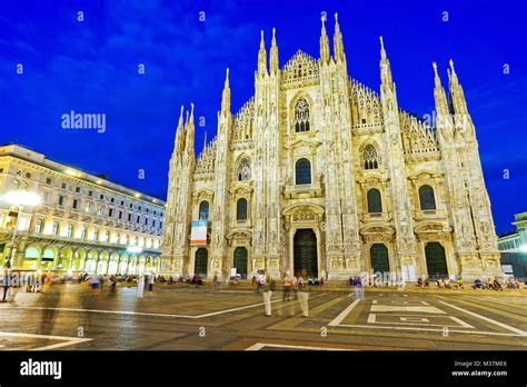 View Of The Milan Cathedral At Night In Milan Italy Stock Photo Alamy