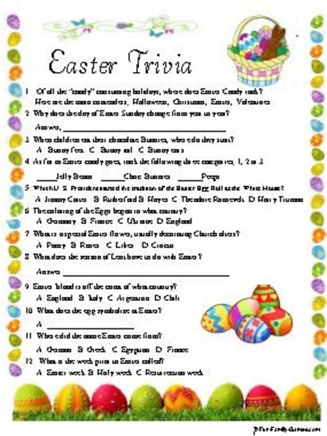 Easter Trivia, Egg Trivia and Facts and an Easter Crossword Puzzle - Etsy