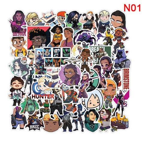 【Youer】50Pcs Valorant PVC Stickers Decal Vinyl For Guitar Laptop ...