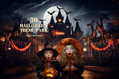 30 Halloween Theme Park Digital Backdrops Amusement Park of - Etsy