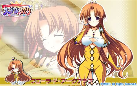 Breasts Brown Hair Chibi Cleavage Flora Do Arcadia Logo Long Hair Navel