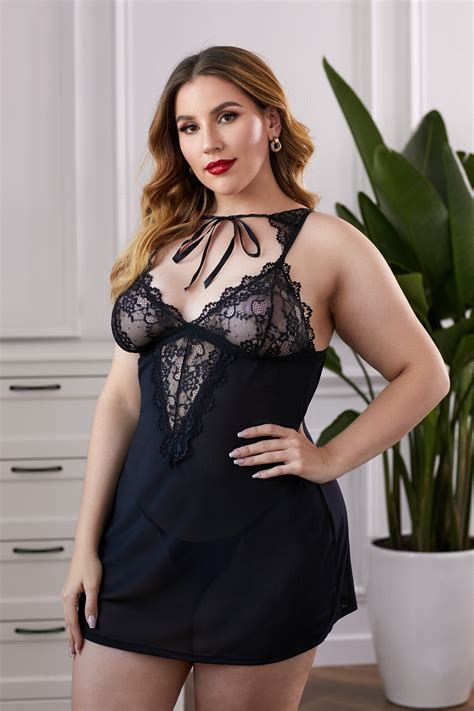 Lace Splicing Mesh Plus Size Lingerie Black 4x Artofit