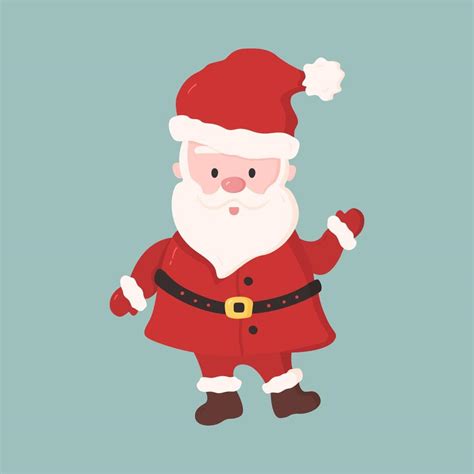 Cute Santa Claus in cartoon style. Funny christmas character greets with happy face. Vector ...