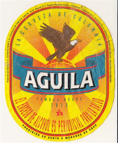 Etiquetas De Cervezas Y Maltas Colombianas Aguila