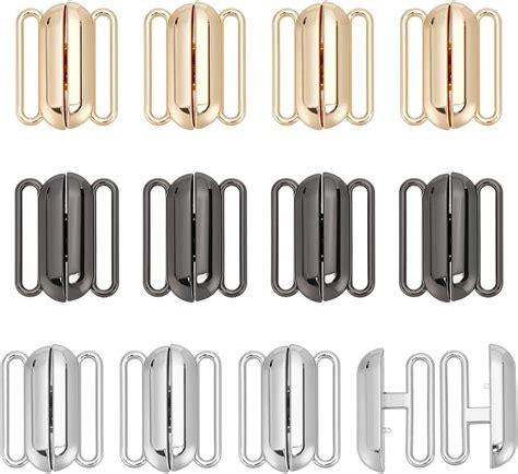 12 Sets 3 Colors Front Closing Bikini Clasp Clicker Closure 1 Bra Closure Alloy Bikini Hook