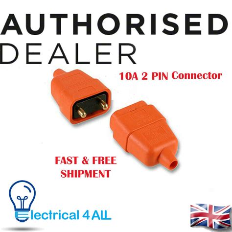 2 Pin Orange Lawnmower Strimmer Garden Plug Socket Connector 10a Amp New Ebay